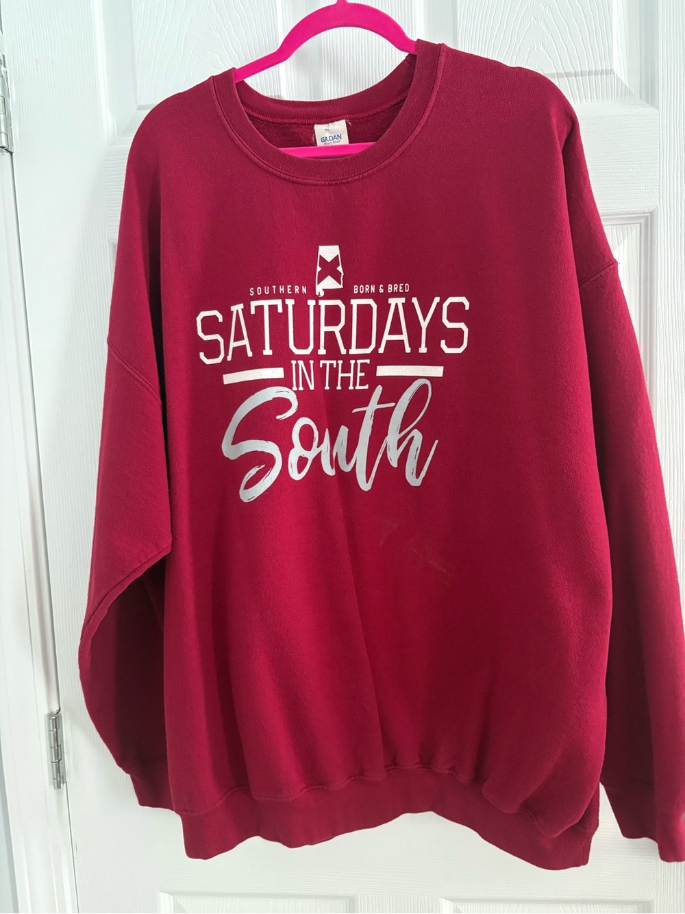 Gildan Maroon 'Saturdays in the South' Crewneck Sweatshirt